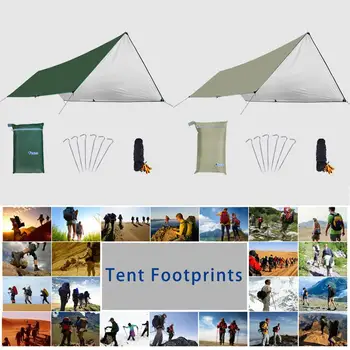300x400cm Camping Tarp Sølv Belagt Baldakin Multifunktionelle Telt Footprint For Camping, Vandreture Og Overlevelse Gear, Vandtæt
