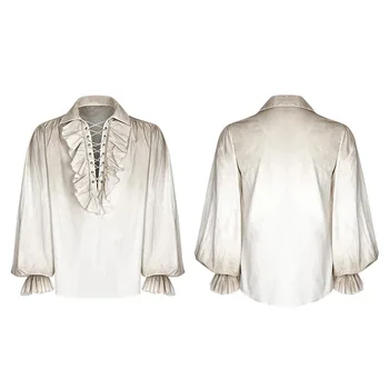 Hvide Farver Gear Duke Steampunk Gotiske Mode victoriansk Herre skjorte Top tøj