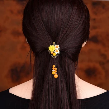 Hair Pin-kode For Etniske Kvinder, Farvede glas hår klip Blomst Mode hår smykker Til Brude Hår Klip Hoved Ornamenter Dropshipping