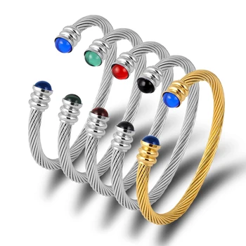 Nyt Mærke Multi Design Snoet Kabel-Wire Armbånd Med Vintage Farverige Krystal Armbånd & Armbånd Rustfrit Stål Smykker Bijoux