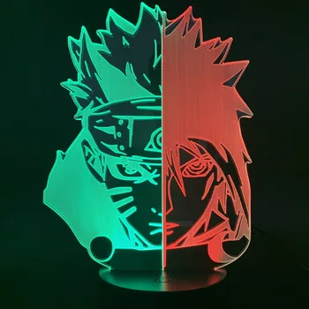 Naruto Sasuke Uchiha Uzumaki Naruto LED-3d-Light To sider Farve Skiftende Visuelle Bord Lampe til Soveværelset juledekoration