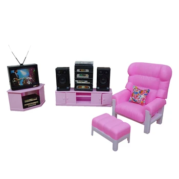 Nye Ankomst Retro TV-Underholdning Sæt til Barbie Dukke Møbler 1/6 Skala Miniature Stue Tilbehør TV-Kabinet Hi-Fi