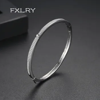 FXLRY Nye Design Armbånd til Kvinder Bryllup Dating Skinnende Runde Dobbelt række pavé zircon damer armbånd To Valgfri Farver
