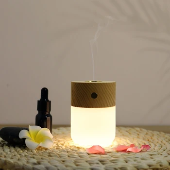 Træ-Aroma Æterisk Olie Diffuser LED Nat Lys Duft Lampe USB-Genopladelige Aromaterapi til hjemmekontoret