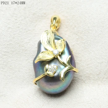 BaroqueOnly naturlige ferskvands-sort påfugl grøn perle vedhæng i 925 sterling sølv AAAA Zircon kvinder, gaver, smykker halskæde