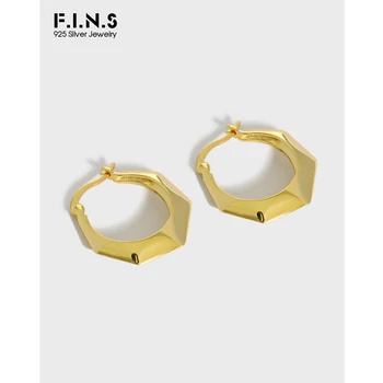 F. I. N. S Korea Mode Kvinde Geometriske Polygon Hoop Øreringe S925 Sterling Sølv Øreringe To Size Kvinder Øreringe Fine Smykker