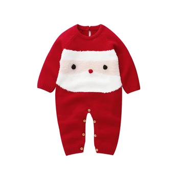 Jul Nyfødte Baby Boy Tøj Uld Strik Romper Buksedragt Varm Xmas Festival Outfit