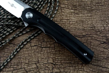 Twosun Kniv TS89 D2 Satin Blade Folde Pocket Kniv G10 Håndtag med Cip for Offentlig Daglige Jagt, Camping Vandring og EDC