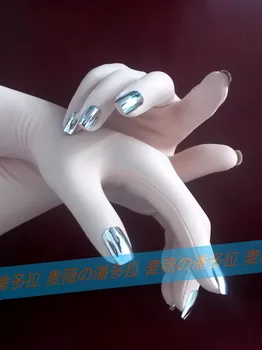 2017 Kigurumi fetish zentai transvestit sexet lycra spandex sølv negle med kigurumi unisex handsker