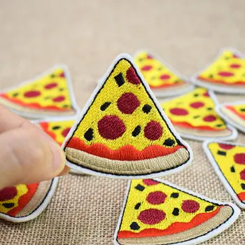 DIY Pizza Patches Stribe for Tøj Jern på Applique Broderet Patch Etiketter Broderi Sy Tilbehør til Børne Tøj 10STK