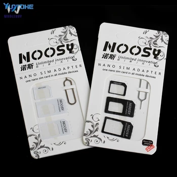 1000sets/masse 4in1 Noosy Nano Sim-Kort Adapter + Micro Sim-kort adapter + Standard-SIM-Kort Adapter Til iPhone 8 7 6