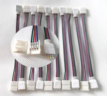 10/100pcs/Lot No lodning 4PIN Kabel-PCB Board Ledning til 4 Pin Female Adapter 10mm 5050 RGB LED Strip light-stik