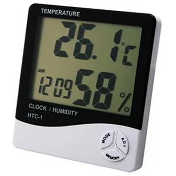 LCD-Digital termometer Temperatur Luftfugtighed Meter -1 -2 Indendørs / Udendørs termometer hygrometer probe vejrstation med Ur