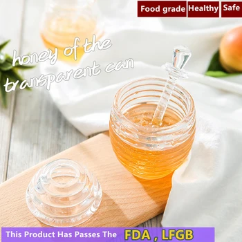 1stk Klart fødevaregodkendt PS Gennemsigtigt Glas Honning Krukke Med Låg Krukke Honning Flaske Arrangør Cocina