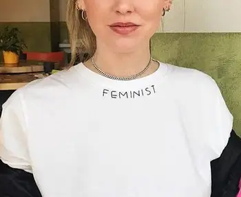 FEMINISTISKE hals Print Kvinder T-shirt i Bomuld Afslappet Sjov Skjorte Dame-Top Tee Tumblr Hipster Drop Ship NYE-7