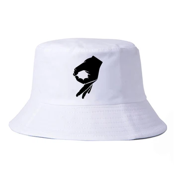 Okay Hånd Tegn Harajuku pop kvinder fiskeren hat mænd sommeren Fladskærms Hip Hop cap Brev print bucket hat bob chapeau