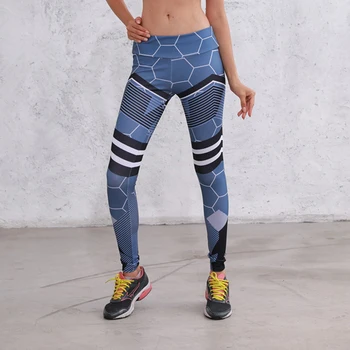 Kvinder Tynd Yoga Bukser Trykt Geometriske Bindinger Leggins Sport Women Fitness Wear Fitnesscenter Push-Up Bukser Sexet Hofter Yoga Broek Lantech