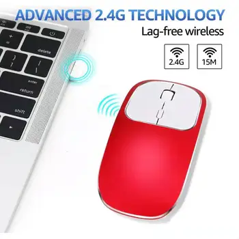 Trådløs opladning, mus, 2,4 GHz ergonomisk mus, mute-ultra-tynd mini tablet mus, Aluminium af høj kvalitet bærbare mus.