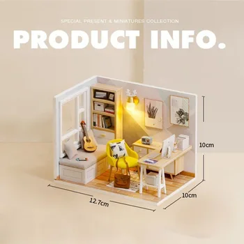 Træ-dukkehus Møbler DIY Miniature Dukkehus Legetøj Til Børn Gave Håndlavet Solskin Study House Mini Collector Edition