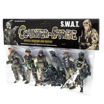 2020 Nye ankomst 6stk/set SS05-2 PVC Soldier mini-SWAT soliders tal Hær våben, kanoner indstiller model børnenes gaver