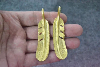 Takahashi Kagura Goro ' s 925 Sterling Sølv forgyldt Fjer Halskæde Vedhæng Personlighed Diy Punkt Guld Håndlavet Tilbehør