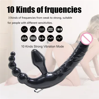 Strapon Dildo Vibrator for Par Erotisk Intime Varer Dobbelt Penetration 10 Speed Anal Vibrator Sex Legetøj til Kvinder