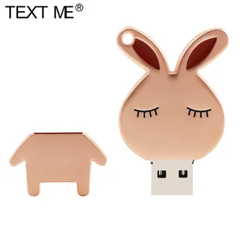 TEKST MIG søde kanin metal model usb2.0 4GB, 8GB, 16GB, 32GB, 64GB pen-drev, USB-flash-drev kreative Pendrive