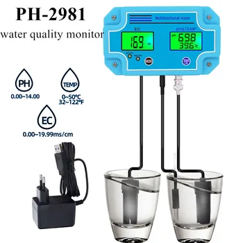 PH-2981 Multiparameter løbende måleinstrument, 3-i-1-pH/EC/TEMP Meter Vand Detektor Digital Water Quality Monitor