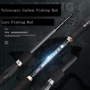 2,7 m Carbon Lokke fiskestang Lige Skaft 7, Afsnit Teleskopisk Ultra Light Rejse Carbon Fiber fiskestang Lokke Tackle