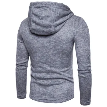 Brand Horn Spænde Sweatercoat Mænd 2019 Efterår Mode Hooded Cardigan Solid Farve Slank Casual Kintted Coats Mænd Hip Hop Træk