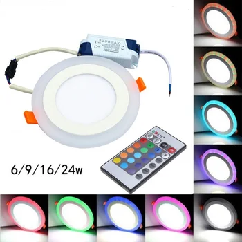 RNEW Ultra Tynde LED Down Lys Lampe 6W 9W 18W 24W Dual Farve LED-Panel Lys RGB-Slim Square LED-Panel Lys til Hjemmet