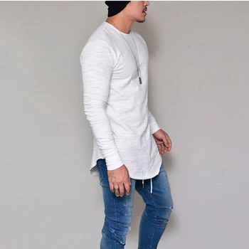 Mænd Personlighed Casual T-shirt, Slim Fit T-shirt i Foråret Nye Mode Toppe O-neck langærmet T-shirt Camisa Masculina