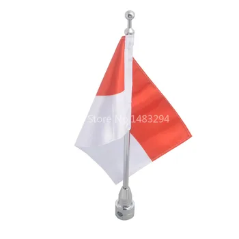 Extended Edition Rack Bagage Lodret Flag Indonesien Stil Krom Stang Flag Mast Kit Passer Til Universal Motorcykler