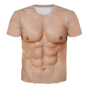 Mænds tøj Nyhed 2020 sommeren muskel mønster 3D kort t-shirt mænd Bomuld O-Hals streetwear UNISEX Euro-Amerika stil