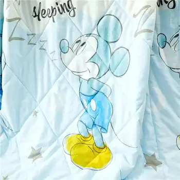 Disney mickey mouse quiltet sengetæppe til kid dreng 3d-tegnefilm trykt sengetøj sengetøj børnehaven sommeren syning tæppe blå
