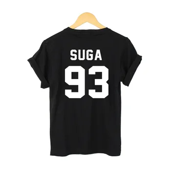 Bo Sand Nye Ankomst K-POP SUGA 93 T-shirt med Korte Ærmer koreanske Mode t-shirts Unisex Tumblr t-shirts drop skib