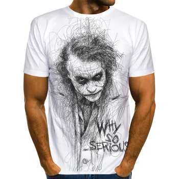 2020 Sommeren Klovn white Joker 3D Printet T-Shirt Mænd Joker Ansigt Afslappet Mandlige tshirt Klovn Korte Ærmer Sjove T-Shirts TopsXXS-6XL