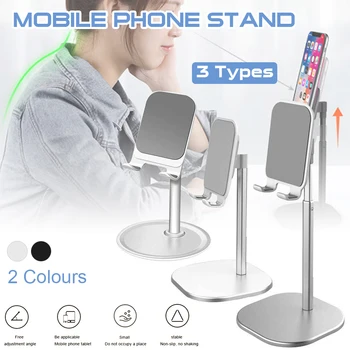 Smartphone Stand Til Skrivebord Aluminium Justerbar Bordstander Holder Til Telefonen, Tablet-Ergonomisk Design Med Gummi Base, Non-Slip