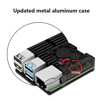 Raspberry Pi 4/3 Aluminium med Dobbelt Ventilator Metal Shell Sort Kabinet til RPI Raspberry Pi 4B/3A/3B+