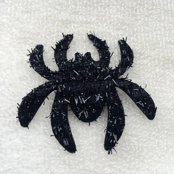 Skinnende Sort 80pcs Spider Patches Ikke Vævet Stof Pynt Spider Pletter Tøjet Patches Ikon for Halloween Spider Dekoration