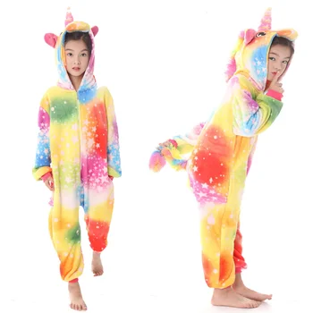 Kigurumi Pyjamas Unicorn Til Børn Piger Pyjamas Drenge Nattøj Dyr Lion Hjorte Licorne Onesie Børn Kostume Buksedragt