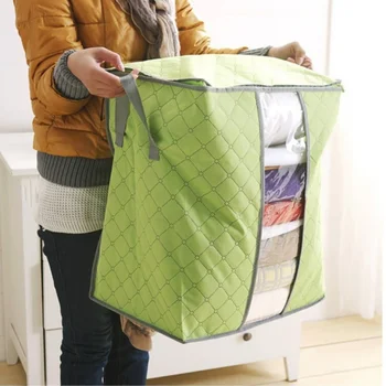 Portable Durable Cloth Container Organizer Non Woven Underbed Pouch Storage Bag Box For Clothing