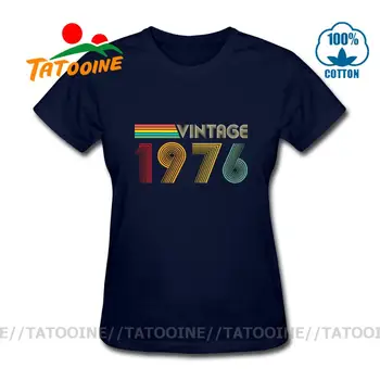 Retro 70'er Vintage 1976 T-Shirt kvinder Mode Født i 1976 T-shirt kvindelige Fødselsdag, Mors dag, Thanksgiving Gave Slim fit t-shirt