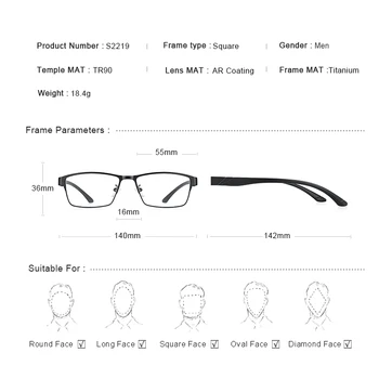 MERRYS DESIGN Mænd Titanium Legering brillestel TR90 Ben Business Nærsynethed Recept Briller Optisk Ramme S2219