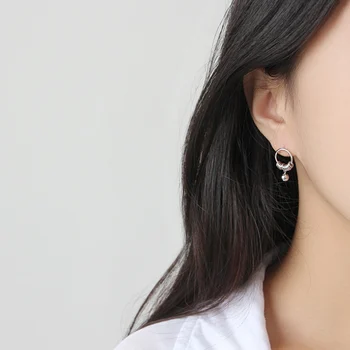 F. I. N. S Ægte 925 Sterling Sølv Øreringe med Bolden koreanske Mode Kredse Øreringe til Kvinder Fine Smykker til Kvinder Dekorationer