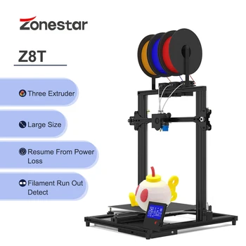 Zonestar Z8T Stor Høj Præcision Opløsning Super Stille Nem At Installere 3 I 1 Ud af, Ekstrudering Automatisk Farve Blanding af 3D-Printer