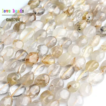 8-10mm uregelmæssige naturlige guld rutilated kvarts perler perler til smykker at gøre diy armbånd 15inches Strand