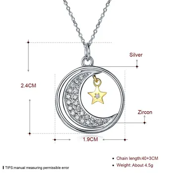 Cubic Zirconia Stjernede Moon Halskæde til Kvinder Geometrisk Runde Krystal Kærlighed Lang Halskæde Til Min Datter Gave