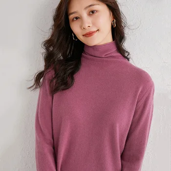 2020 Efterår og Vinter Kvinder Cashmere Tyk, Solid Pullover Rullekrave Mode Sweater Kvindelige Varmt, Blødt Løs S-XXL 12 Farver Jumpere