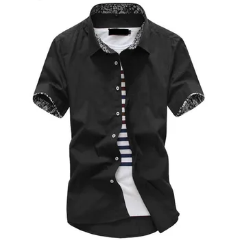 UNIVOS KUNI Sommeren Mænd Kjole Skjorte Slim Fit Mode Mandlige Shirts Mand Tøj Casual Nye Kort ærme Solid Mænd Shirts Q579